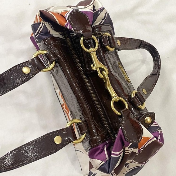 ❗️SOLD ❗️Coach F20034 Brown Multi Ashley Hand Scarf Print Satchel Bag Purse - Picture 6 of 10